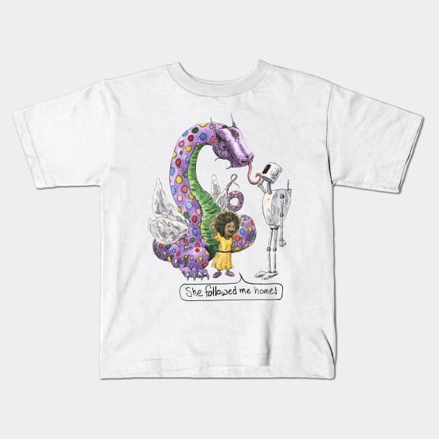 SuZie and the Polka Dot Dragon Kids T-Shirt by seangreenbergart